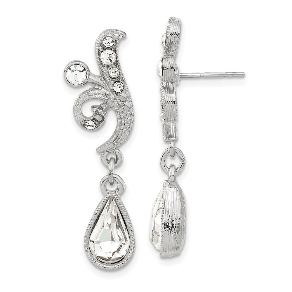 1928 Sparkling Crystal Teardrop Vintage Style Dangle Post Earrings